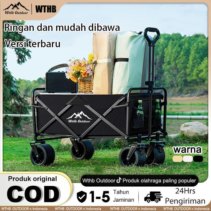 new - 【wthb】troli barang camping outdoor trolley lipat 5/10 inchi camp wagon keranjang camping roda 