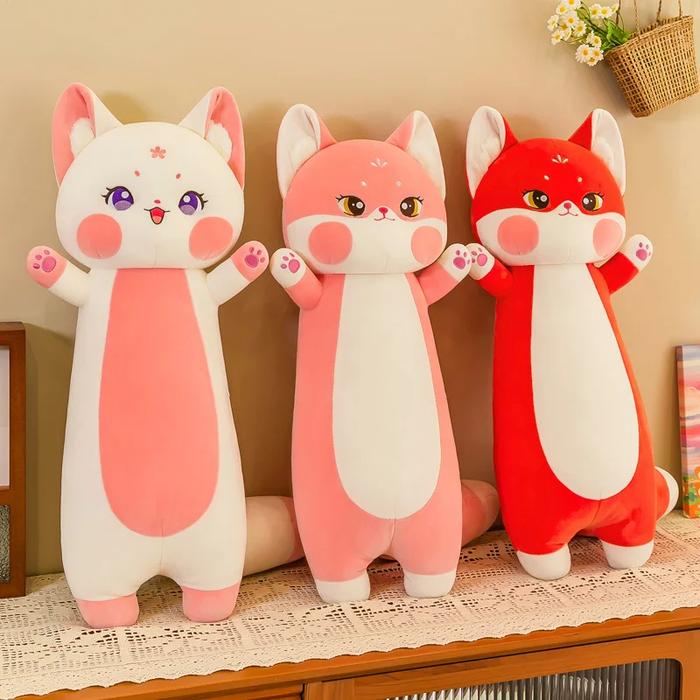 Mainan Plush Guling Hewan 70cm Lembut Kawaii Kawaii Cat Red Fox Mainan Hewan Lembut Boneka Bantal Ba