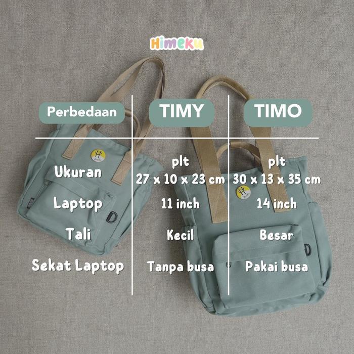 Himeku TIMY MINI 3 in 1 Totepack - Tas Kecil Multifungsi - Backpack Totebag Handbag - Ransel Kanvas