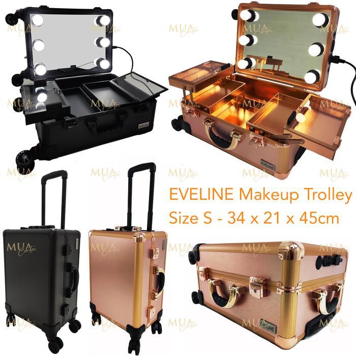Terlaris Beauty Case / Koper Makeup / Troli Rias Kaca Lampu Eveline S High Quality