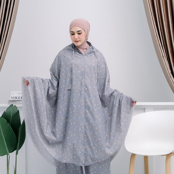MUKENA TRAVEL 2IN1 MINI LASER CUT MOTIF FREE SAJADAH BY RUHI Atasan Nyaman Parasut Dewasa Pouch Cant