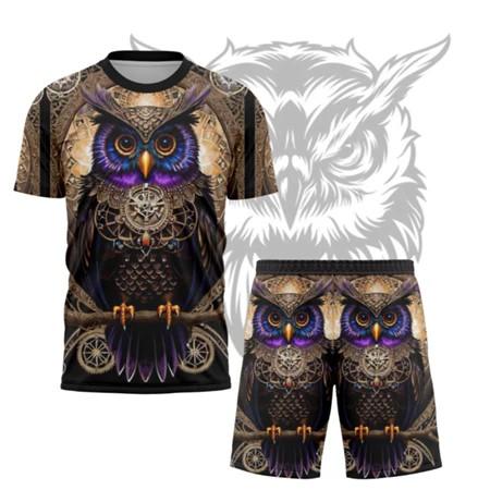 Setelan Kaos Printing 3D Owl Burung Hantu Bahan Drifit Premium Unisex