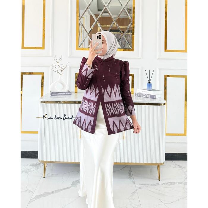 PREMIUM (READY) terjamin Atasan batik wanita modern lengan panjang puffy blouse Edora model kebaya j