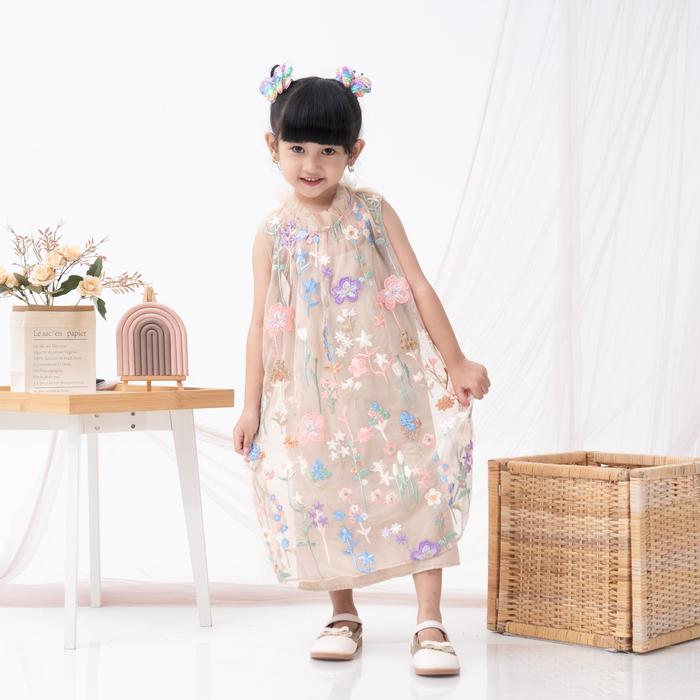 Delova Wardrobe Kids  - SET TANIA DRESS KIDS Modern Pesta Tile Premium Lace Embroidery Brocade Bruka