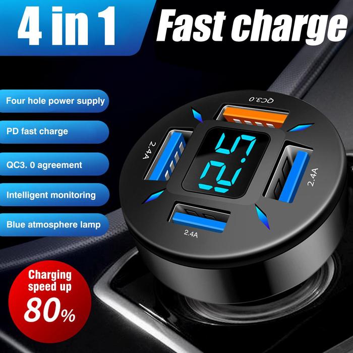 4 Ports USB Quick Car Charger QC3.0 for Seat Ibiza ST Leon