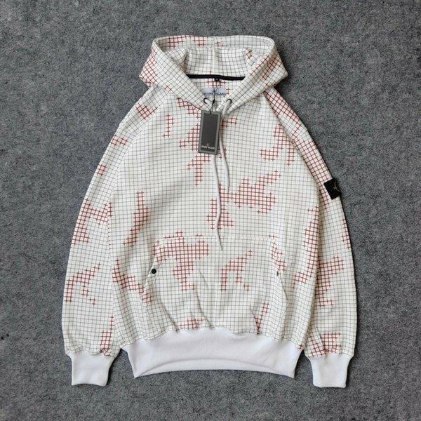Hoodie Stone Island Grid Camo Putih Premium