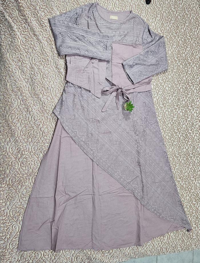 Gamis Katun Brukat ungu Purle ungu lilac