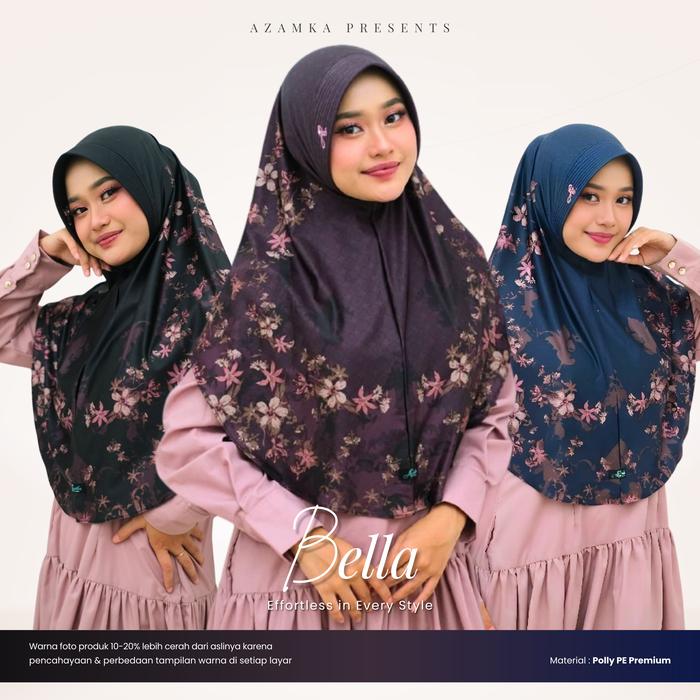 Azamka Hijab [TERBARU] - Bergo & Scarf Bella Series - Jilbab Instan Oval Pad Antem & Segiempat Motif