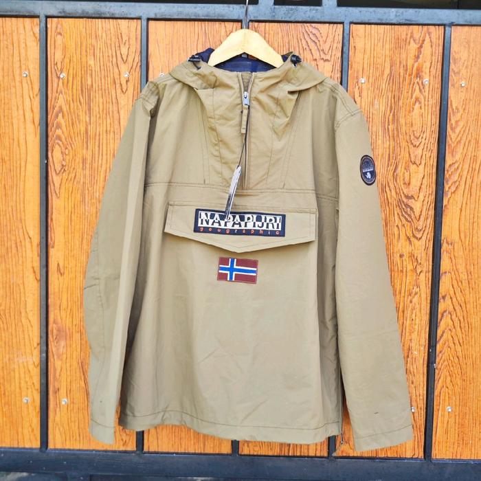 Napapijri Jaket Musim Panas Rainforest Warna Coklat Asli BNWT Jaket Outdoor untuk Aktivitas Luar Rua