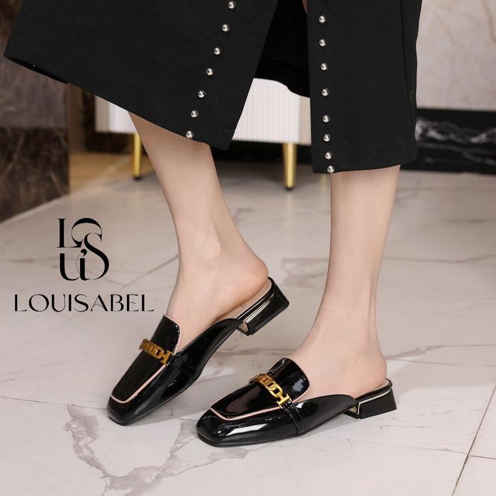 New Louisabel Lenka Chain Flat Shoes Sandals Slop Mules Wanita Elegant Lsbjs1114192