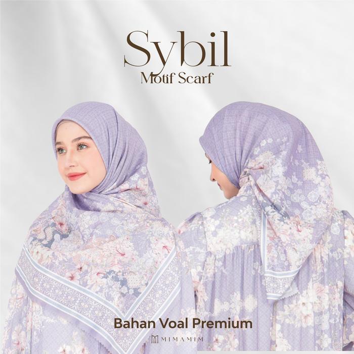 Mimamim Hijab - Jilbab Sybil Segiempat Motif Scarf Voal Premium Kerudung Square Lasercut
