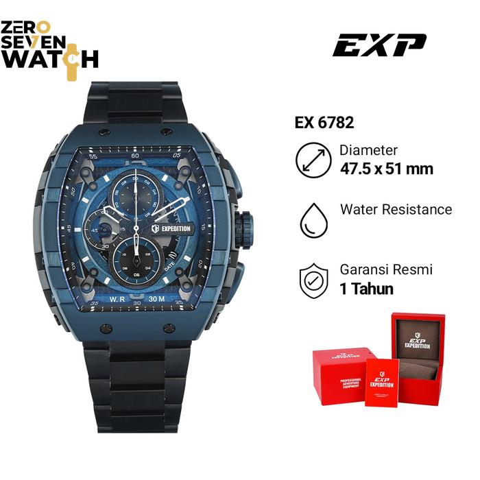 Jam Tangan Pria Expedition E 6782 E6782 Original Stainless - Silver Black