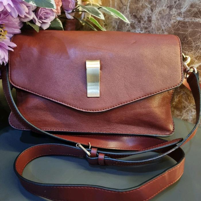 Tas Sling wanita orange bata size 25cm cantik dan bagus untuk di pakai santai