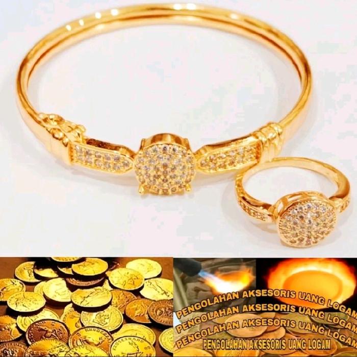 Gelang Tangan Bangle Boba Free Cincin Bahan Koin Asli 1991 Anti Luntur Tahan Lama Pengolahan Aksesor
