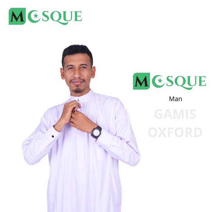 MH Fashion Gamis Pria Oxford Panjang Lengan Panjang Baju Atasan Ibadah Pria Muslim Warna : Navy Puti