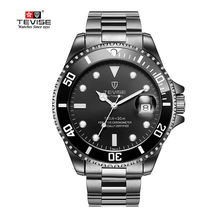 Tevise Green Watch Men Automatic Mechanical Anti-scratch Rotatable