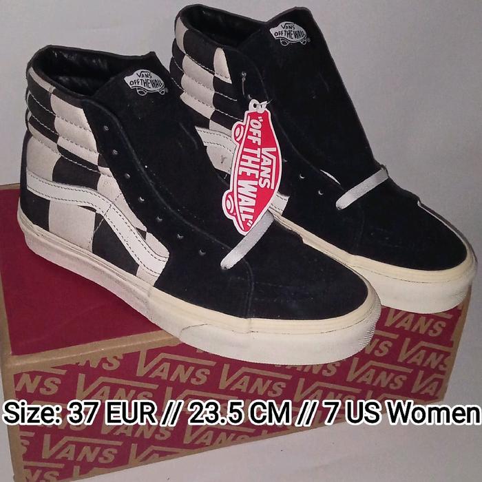 Sepatu Vans Sk8-Hi Oversized Checkerboard size 37 23.5 Classic Black White Hitam Putih Old Skool Hig
