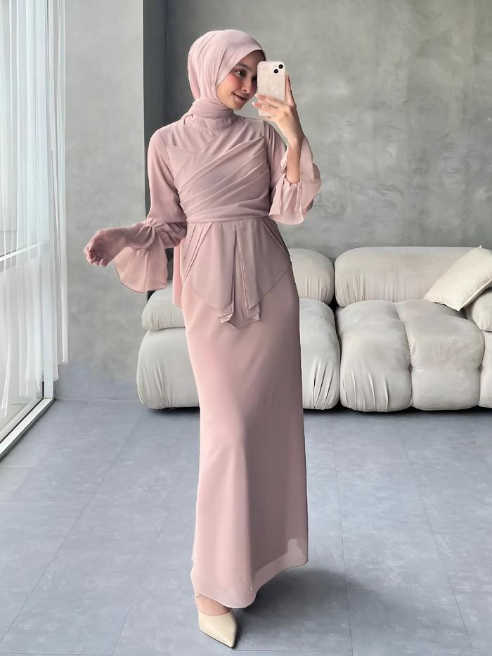 Dress Baju Gamis Wanita Slim-Fit Polos Model Terbaru Jumbo Ld 120 Size S-XXL Bahan Ceruti Babydoll F
