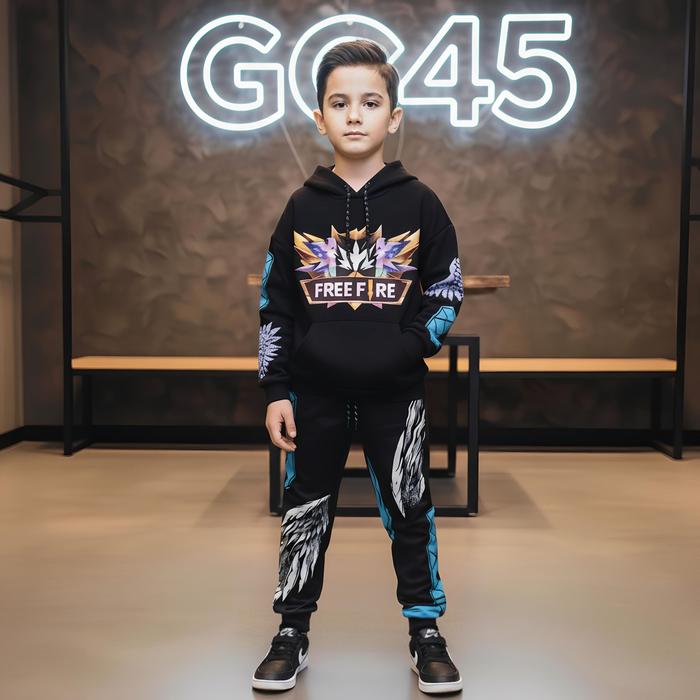 Setelan Celana Angel Biru Baju Free Fire Sweater Hoodie FF Grandmaster Anak Usia 6-14 Tahun Fashion 