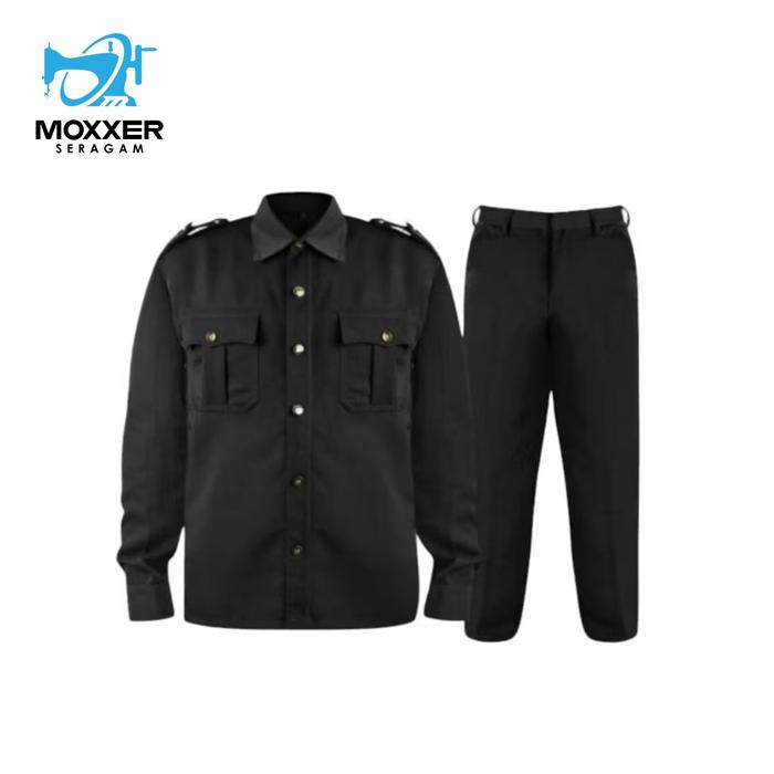 1 Stel Seragam Safari Satpam Secrutiy Lengan Panjang Baju Safari Pria Pakaian dan Celana Satpam Keme
