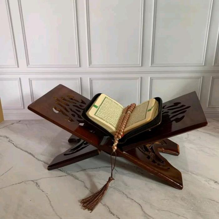 Rekal Alquran /Meja Alquran Lipat / Meja ngaji /Alas / Dudukan /Tatakan Model Ukir Jepara Bahan Asli
