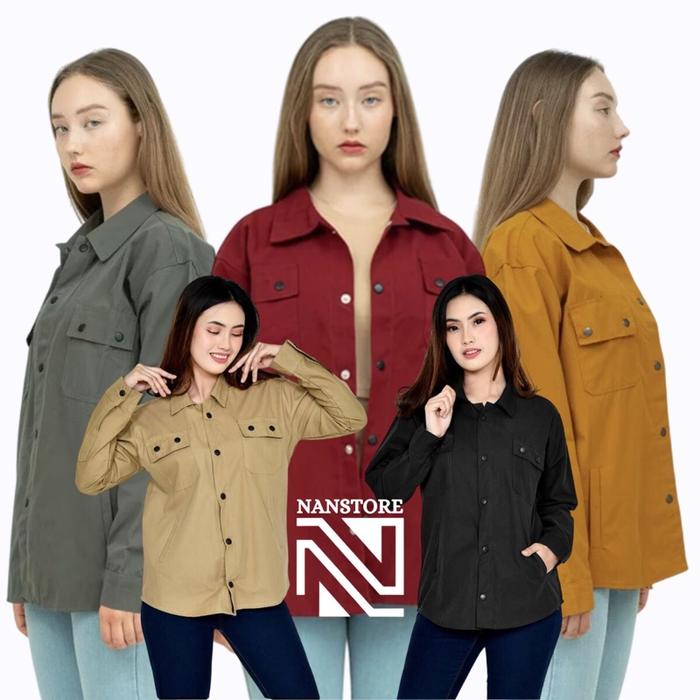 Jaket Semi Parka Cewek Murah / Kemeja Semi Parka Wanita / Jaket Parka Oversize Canvas Panjang