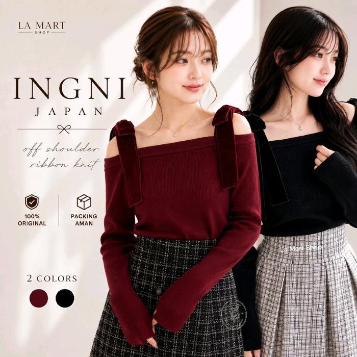 (100% ORI INGNI JAPAN) INGNI Shoulder Velvet Ribbon Knit