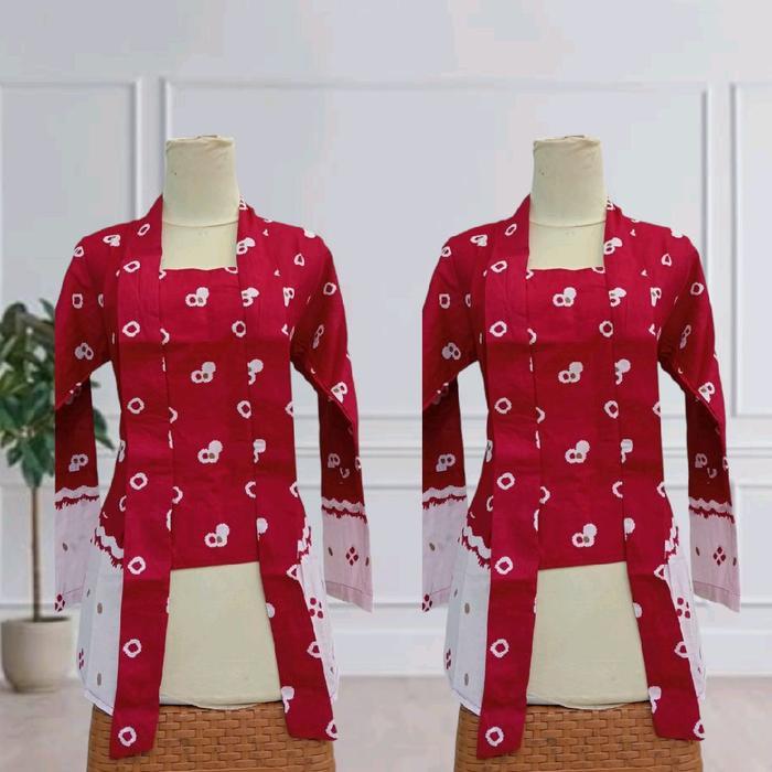 Atasan Kebaya Jumputan Kutu Baru Wanita Model Gadis Kretek Batik Kain Katun Dress Panjang Kondangan 