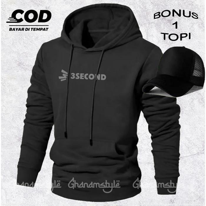 Hoodie Distro 3scond Premium Logo Silver Jaket Sweater Pria Wanita Bahan Katun Fleece Tebal Nyaman
