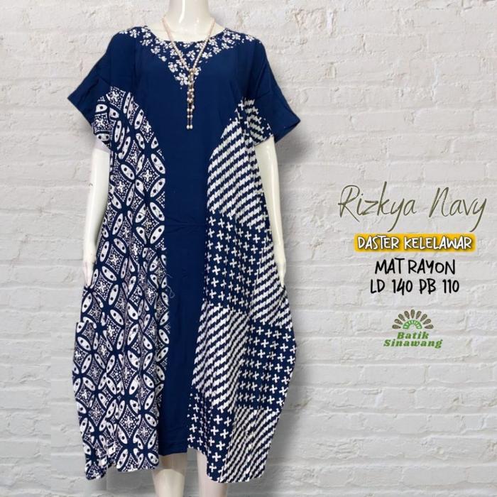 Daster Batik Kelelawar Jumbo Navy Lintang Bahan Rayon Premium