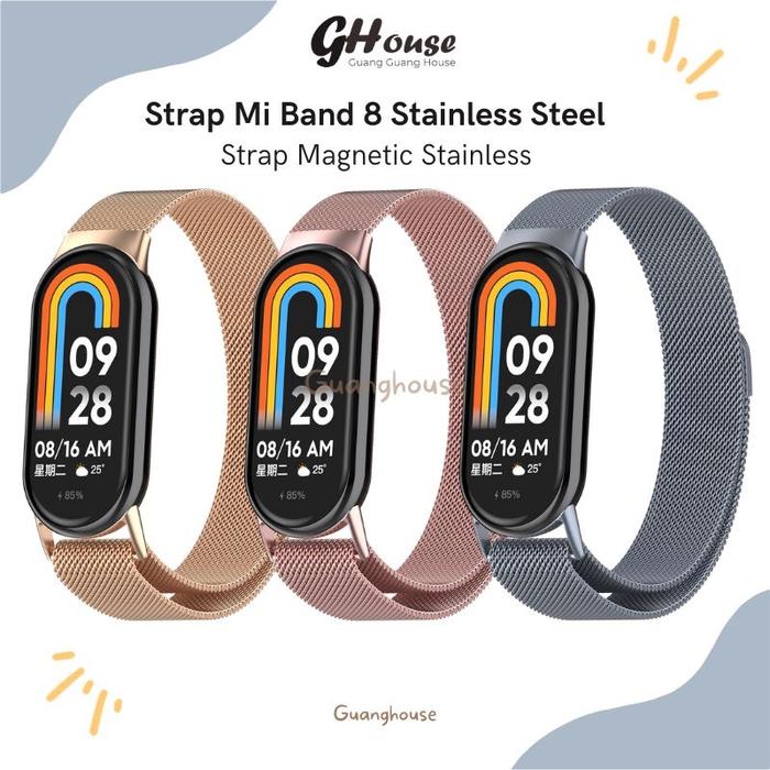 Strap Mi Band 10 / Mi Band 9 Stainless Tali Mi Band 8 Mi Band 9 Strap Stainless Steel Magnectic Baha