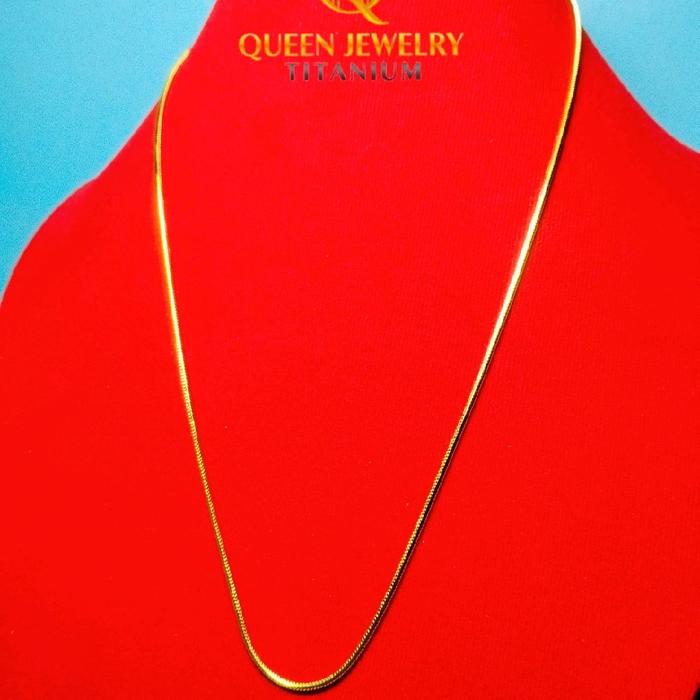 Kalung Titanium Gold Snake Thin β Tampilan Glowing Elegan Mewah | Queen Jewelry Titanium