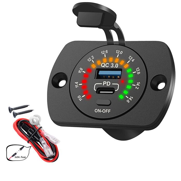 12V USB Car Charger Socket PD Type C QC3.0 Quick Charger 12V/24V USB