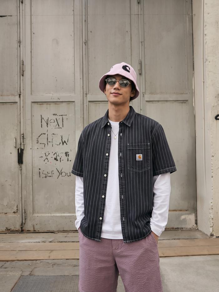 carhart Kemeja salur caton oxford import Regulerfit pria wanita import Nyaman Formal Casual