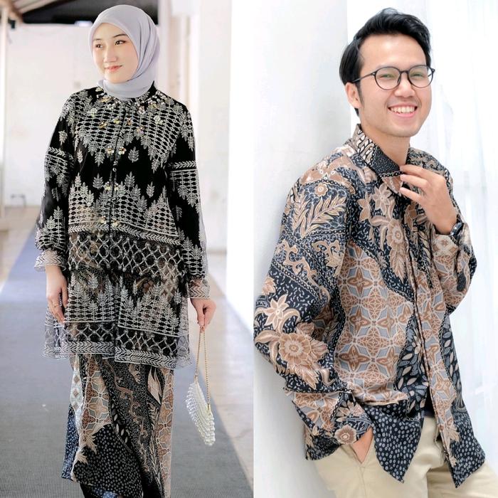 MAHIRA DAN KEMEJA / KEBAYA COUPLE Baju Motif Outer Panjang