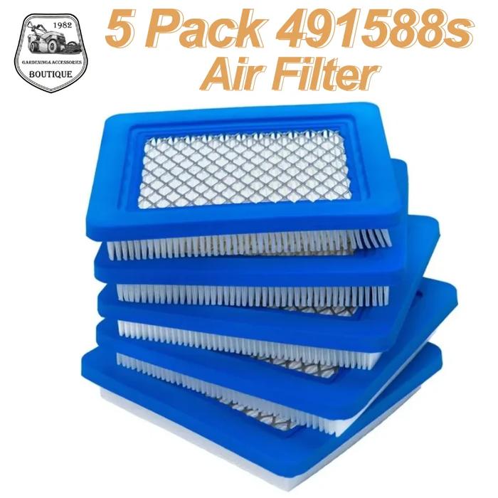 Brand NEW 5 Pack 491588s Air Filter Compatible BRS 491588 20332 3364 Premium Lawn Mower Air Cleaner