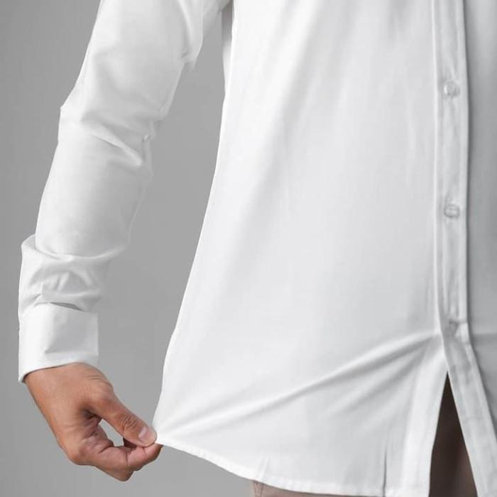 Promo Guncang X-Qon Kemeja Formal Pria Slim Fit Original Putih Polos Baju Lengan Panjang Katun Hitam