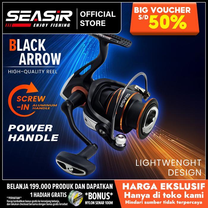new - seasir x seahunter black arrow 1000-3000 reel pancing putar, power handle reel tahan air kumpa