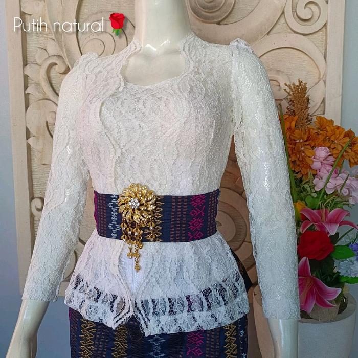kebaya brokat cord import spesial warna putih natural