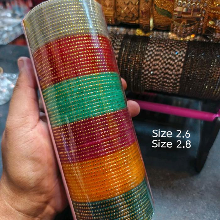 Gelang India Kaca Acrilic Bollywood Size 2.6 & 2.8 Warna-warni Elegan untuk Tampilan Mewah
