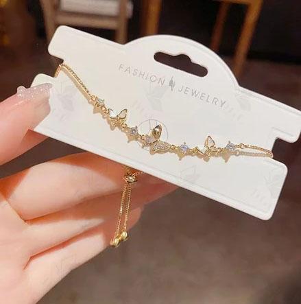 Gelang rantai Titanium  Anti Karat Berlian Emas Liontin Kupu-kupu Korea Estetika Fashion Indah  Sede