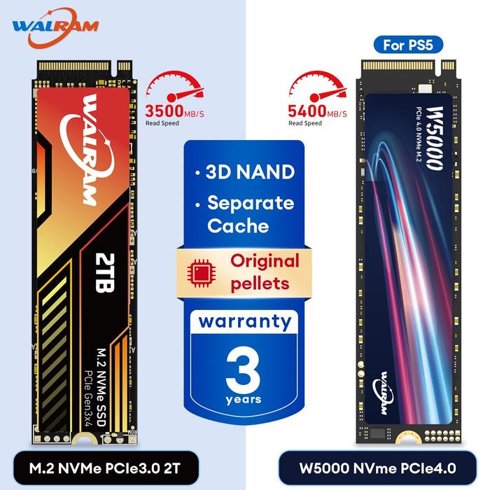 WALRAM NVMe SSD 512GB 1TB 2TB SSD M2 PCIe 4.0x4 NVMe M.2 PCIe SSD
