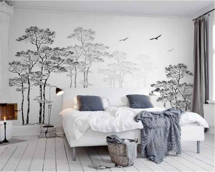 Custom Wallpaper Home Decorative Mural Black & White Sketch