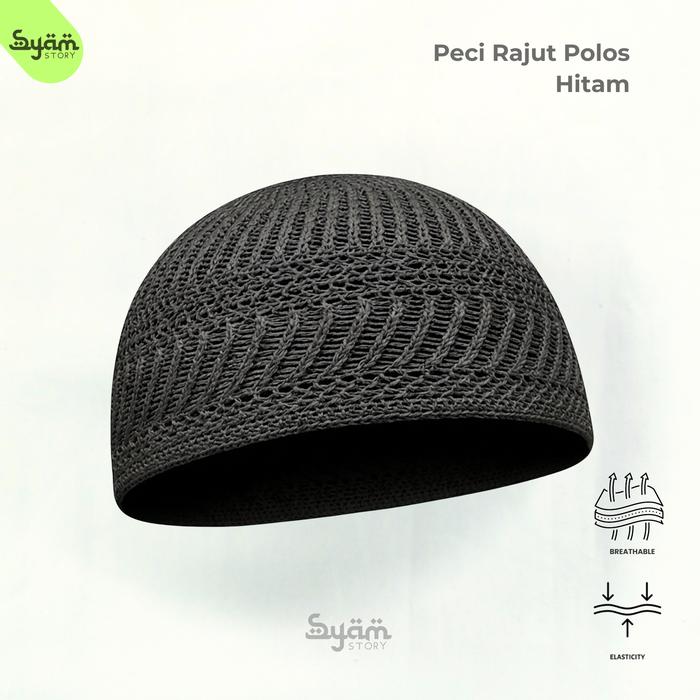 Kopiah Peci Rajut Polos Peci Haji Bahan Elastis Murah Dewasa Muslim arab saudi