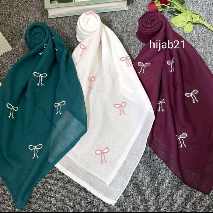 Kerudung Paris Coquette  Hijab Paris Japan  Jilbab Pita Bordir Square Muslim Empat Mewah Segi