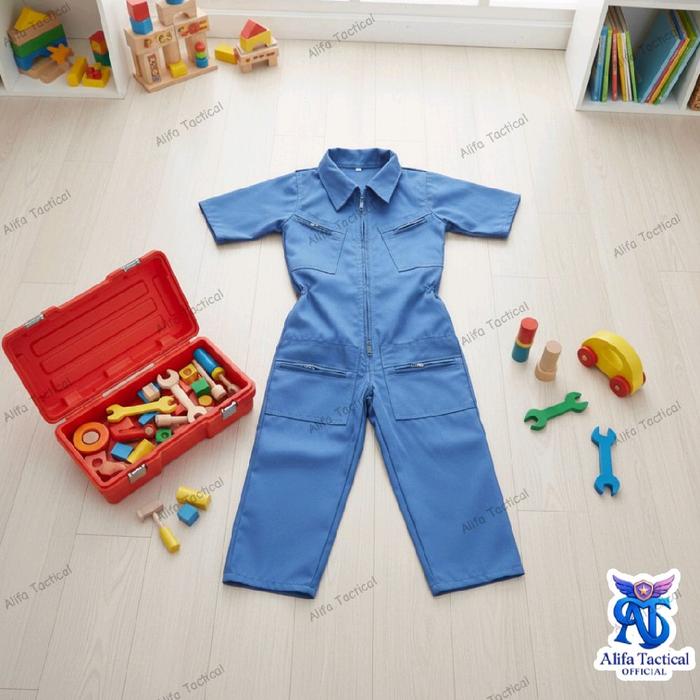 Baju Montir Anak Wearpack Profesi Mekanik Anak Lengan Pendek