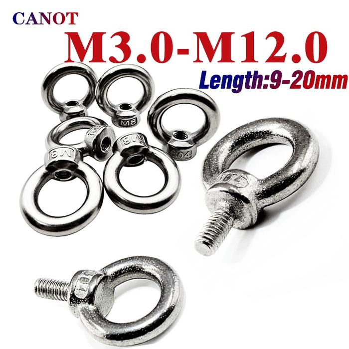 304 Stainless Steel Lifting Eye Nuts/ Screw Ring Eyebolt Ring Hooking Nut Screws M3 M4 M5 M6 M8 M10 