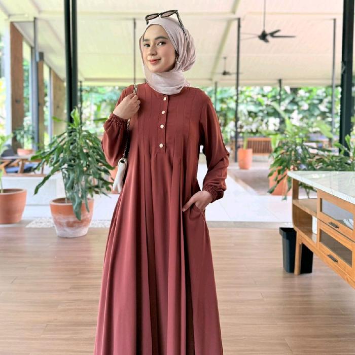 gamis Darby/dnl RUXURY polos kancing depan all new