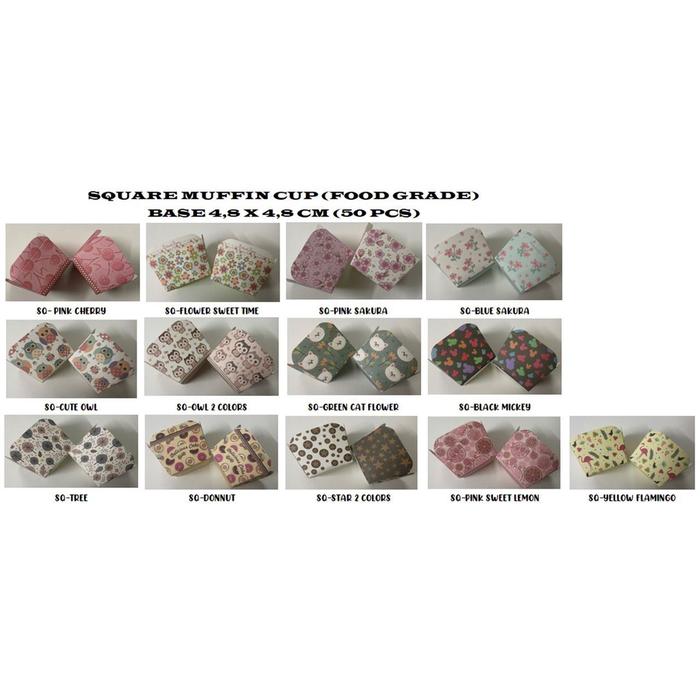 Square Muffin Cup Kertas Alas Muffin Cup Cake Bolu Roti Kue 50 pcs