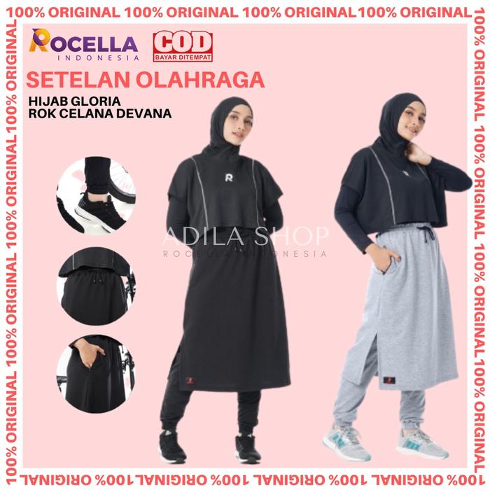 NEW Setelan Olahraga Hijab Gloria dan Rok Celana Devana Rocella Rok Celana Olahraga Pakaian Olahraga